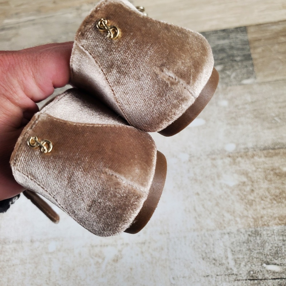 SAM & LIBBY Fredi Womens Mary Jane Flats Sz 7 Spiced Carmel Brown Velvet Buckle - Picture 5 of 12